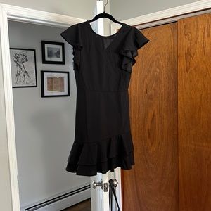 Floerns Women's V Back Inslace Layered Ruffle Hem Flutter Sleeve Dress